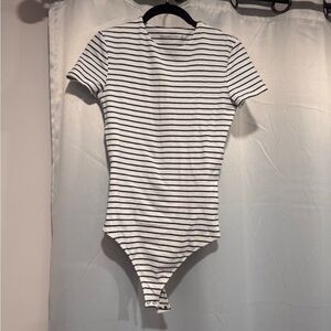 Abercrombie & Fitch Black and White Striped Bodysuit